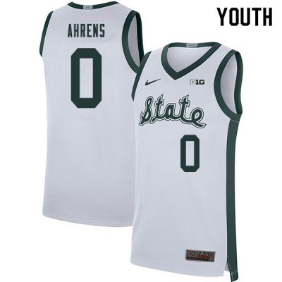 Youth Michigan State Spartans NCAA #0 Kyle Ahrens White Authentic Nike 2020 Retro Stitched College Basketball Jersey VI32G53WY